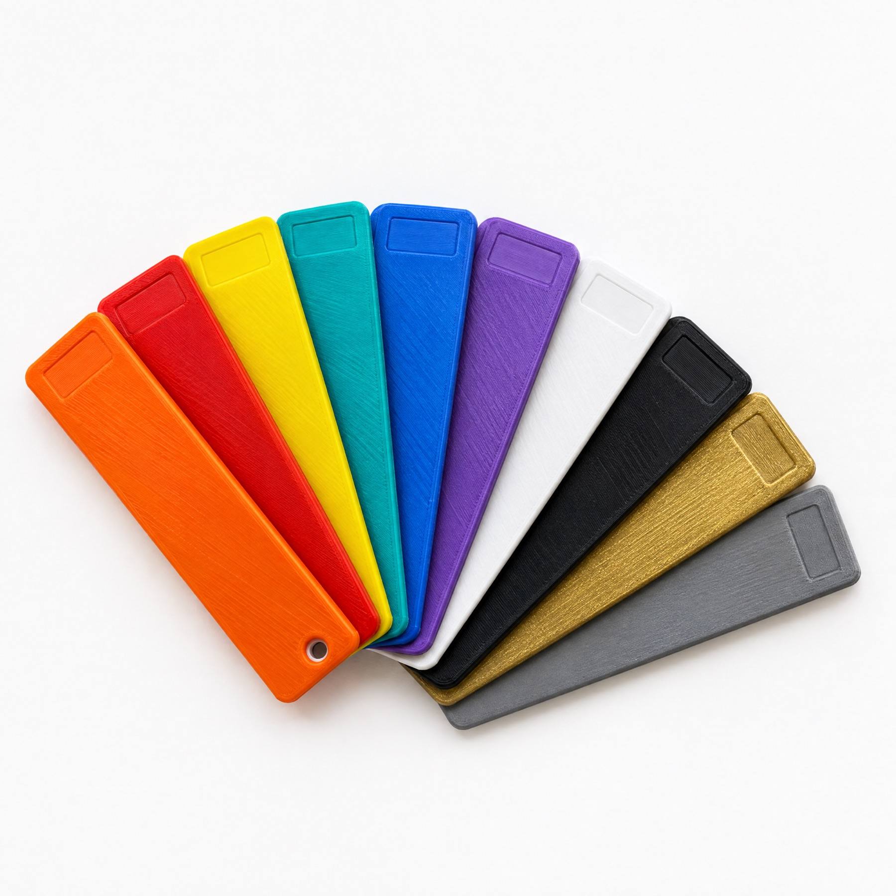 Leque de amostras impressas em várias cores